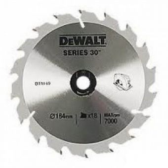 Диск пильний DeWALT, 165х20мм, 18 зубов, угол заточки +18 градусов, геометрия зуба FT, быстрый рез, для DWS520K.
