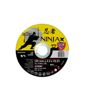 Диск відрізний по металу та нержавіючій сталі NINJA ТМ "VIROK" Ø=125х22.23 мм t=2.5 мм