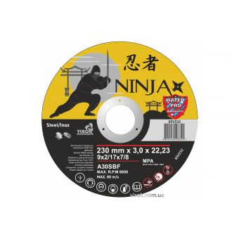 Диск відрізний по металу та нержавіючій сталі NINJA ТМ "VIROK" Ø=230х22.23 мм t=3 мм